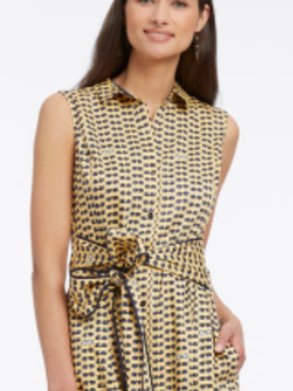 Nic+Zoe Sunnies Shirt Dress - Blue & Yellow Sunglasses Patterned Midi Dress